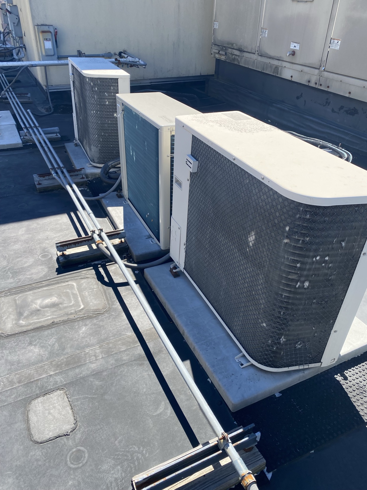 Rooftop condensers in a row
